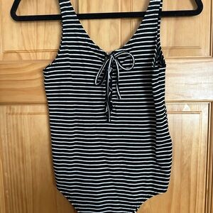 Topshop Black and White Striped Bodysuit